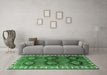 Machine Washable Persian Emerald Green Traditional Area Rugs in a Living Room,, wshtr2828emgrn