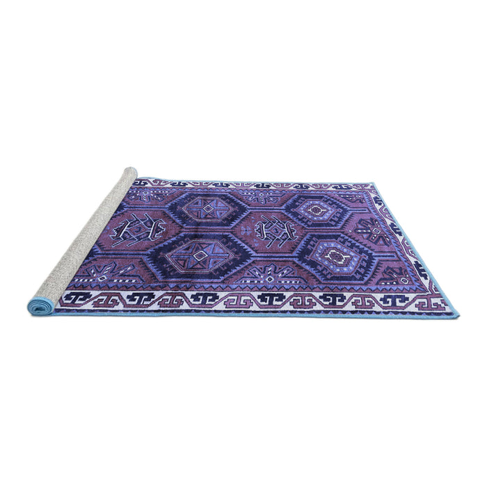 Sideview of Machine Washable Persian Blue Traditional Rug, wshtr2828blu