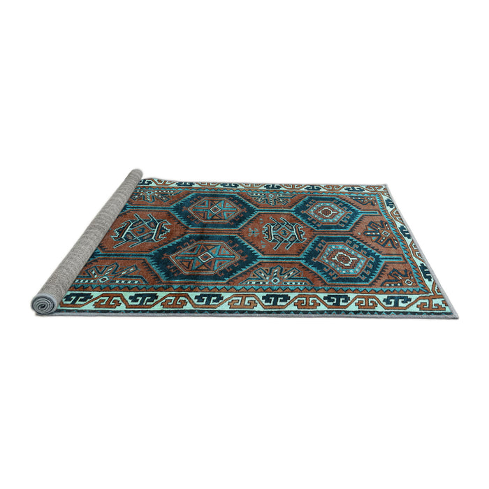 Sideview of Machine Washable Persian Light Blue Traditional Rug, wshtr2828lblu