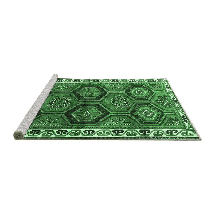 Sideview of Machine Washable Persian Emerald Green Traditional Area Rugs, wshtr2828emgrn