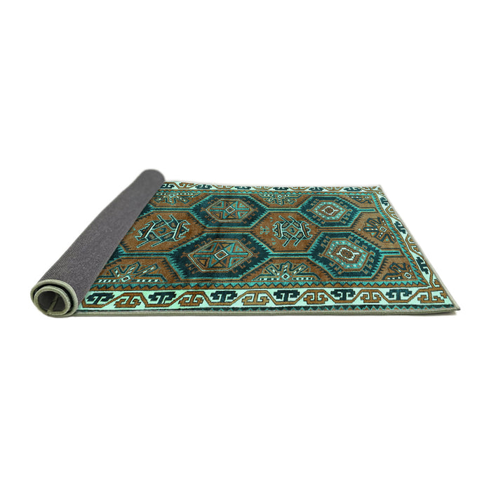 Sideview of Persian Turquoise Traditional Rug, tr2828turq