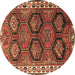 Round Machine Washable Persian Brown Traditional Rug, wshtr2828brn