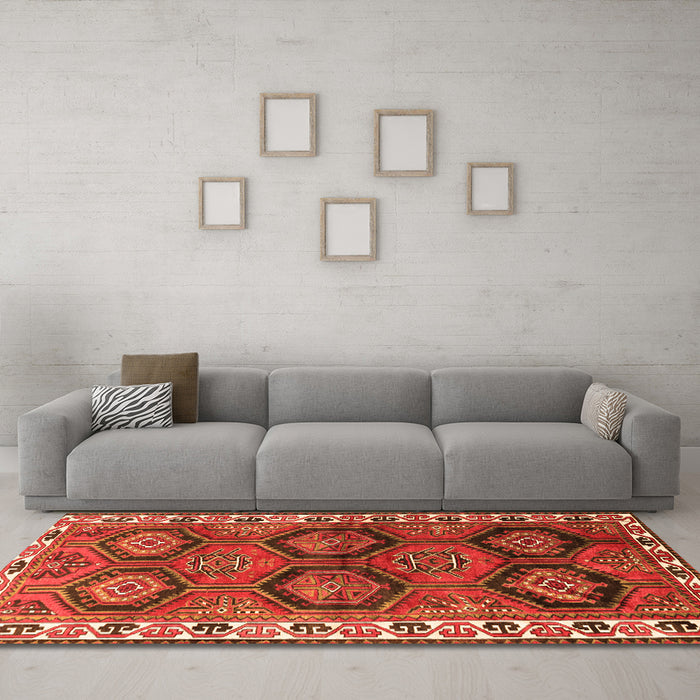 Machine Washable Persian Orange Traditional Area Rugs in a Living Room, wshtr2828org