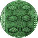 Round Persian Emerald Green Traditional Rug, tr2828emgrn