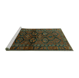 Sideview of Machine Washable Persian Turquoise Traditional Area Rugs, wshtr2829turq
