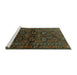 Sideview of Machine Washable Persian Turquoise Traditional Area Rugs, wshtr2829turq