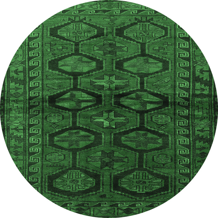 Round Persian Emerald Green Traditional Rug, tr2829emgrn