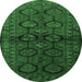Round Persian Emerald Green Traditional Rug, tr2829emgrn