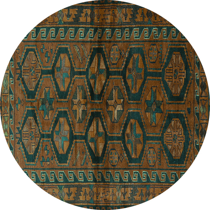 Round Machine Washable Persian Turquoise Traditional Area Rugs, wshtr2829turq