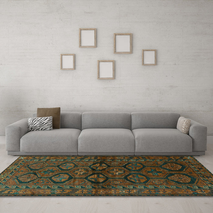 Machine Washable Persian Turquoise Traditional Area Rugs in a Living Room,, wshtr2829turq
