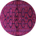 Round Machine Washable Persian Purple Traditional Area Rugs, wshtr2829pur