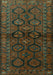 Machine Washable Persian Turquoise Traditional Area Rugs, wshtr2829turq