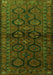 Serging Thickness of Machine Washable Persian Green Traditional Area Rugs, wshtr2829grn