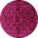 Round Machine Washable Persian Pink Traditional Rug, wshtr2829pnk