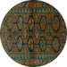 Round Persian Turquoise Traditional Rug, tr2829turq