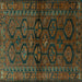 Square Machine Washable Persian Turquoise Traditional Area Rugs, wshtr2829turq