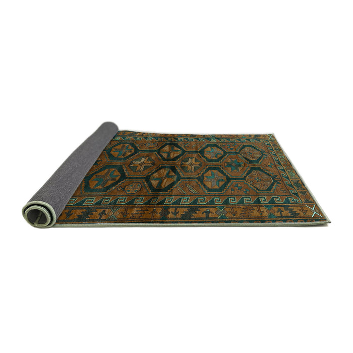 Sideview of Persian Turquoise Traditional Rug, tr2829turq