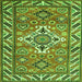 Round Machine Washable Geometric Green Traditional Area Rugs, wshtr282grn