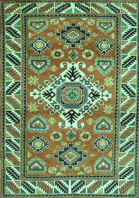 Geometric Turquoise Traditional Rug, tr282turq