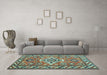 Machine Washable Geometric Light Blue Traditional Rug in a Living Room, wshtr282lblu