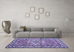 Machine Washable Geometric Blue Traditional Rug in a Living Room, wshtr282blu