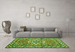 Machine Washable Geometric Green Traditional Area Rugs in a Living Room,, wshtr282grn