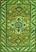 Serging Thickness of Machine Washable Geometric Green Traditional Area Rugs, wshtr282grn