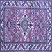 Square Geometric Blue Traditional Rug, tr282blu