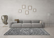 Machine Washable Geometric Gray Traditional Rug in a Living Room,, wshtr282gry