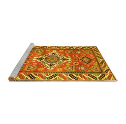 Sideview of Machine Washable Geometric Yellow Traditional Rug, wshtr282yw