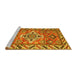 Sideview of Machine Washable Geometric Yellow Traditional Rug, wshtr282yw