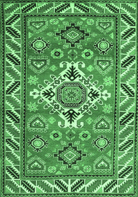 Geometric Emerald Green Traditional Rug, tr282emgrn