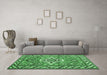 Machine Washable Geometric Emerald Green Traditional Area Rugs in a Living Room,, wshtr282emgrn