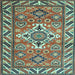 Square Geometric Light Blue Traditional Rug, tr282lblu