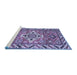 Sideview of Machine Washable Geometric Blue Traditional Rug, wshtr282blu