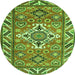 Square Geometric Green Traditional Rug, tr282grn