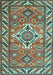 Machine Washable Geometric Light Blue Traditional Rug, wshtr282lblu