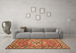 Machine Washable Geometric Brown Traditional Rug in a Living Room,, wshtr282brn