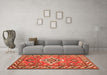 Machine Washable Geometric Orange Traditional Area Rugs in a Living Room, wshtr282org