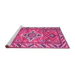 Sideview of Machine Washable Geometric Pink Traditional Rug, wshtr282pnk