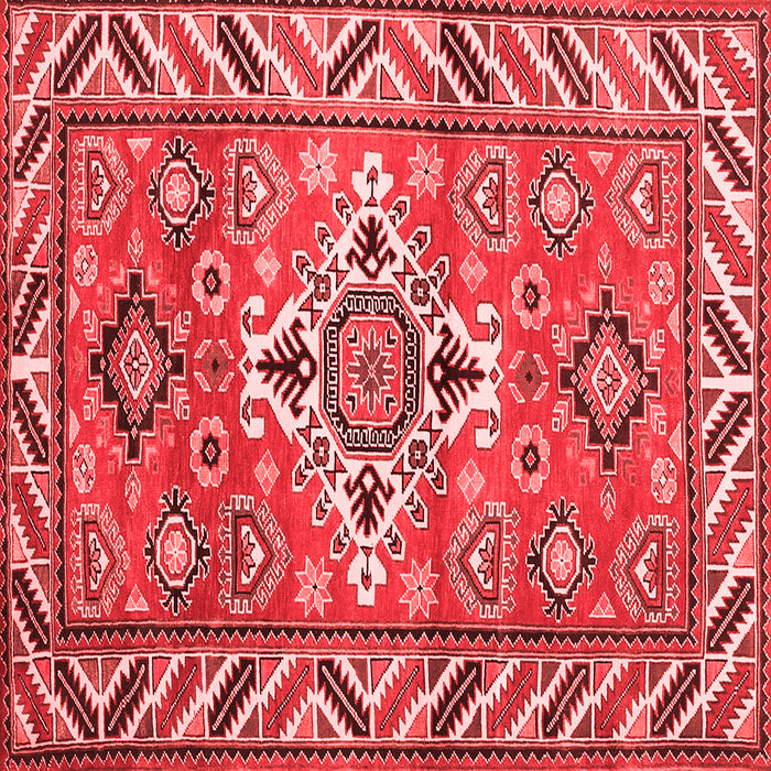 Machine Washable Geometric Red Traditional Rug, wshtr282red