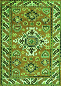 Geometric Green Traditional Rug, tr282grn