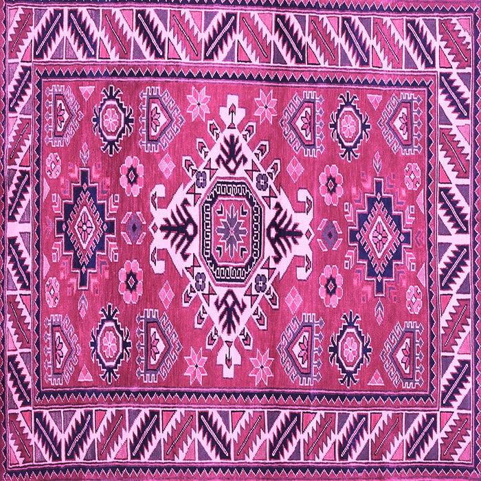 Square Machine Washable Geometric Purple Traditional Area Rugs, wshtr282pur