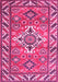 Machine Washable Geometric Pink Traditional Rug, wshtr282pnk