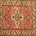 Square Geometric Brown Traditional Rug, tr282brn