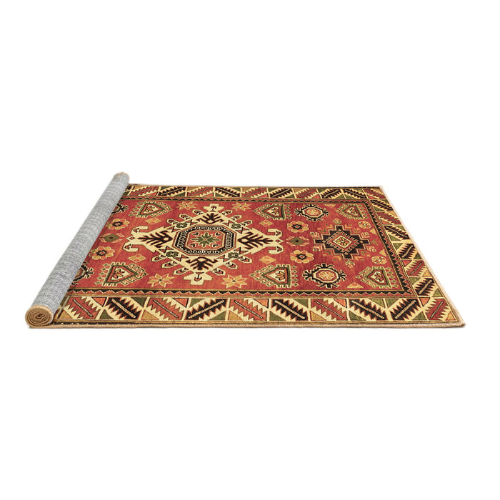 Sideview of Machine Washable Geometric Brown Traditional Rug, wshtr282brn