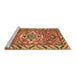 Sideview of Machine Washable Geometric Brown Traditional Rug, wshtr282brn