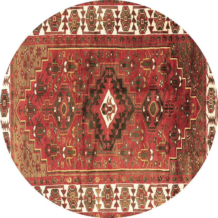 Round Machine Washable Persian Brown Traditional Rug, wshtr2830brn