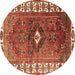 Round Machine Washable Persian Brown Traditional Rug, wshtr2830brn