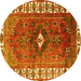 Round Persian Yellow Traditional Rug, tr2830yw